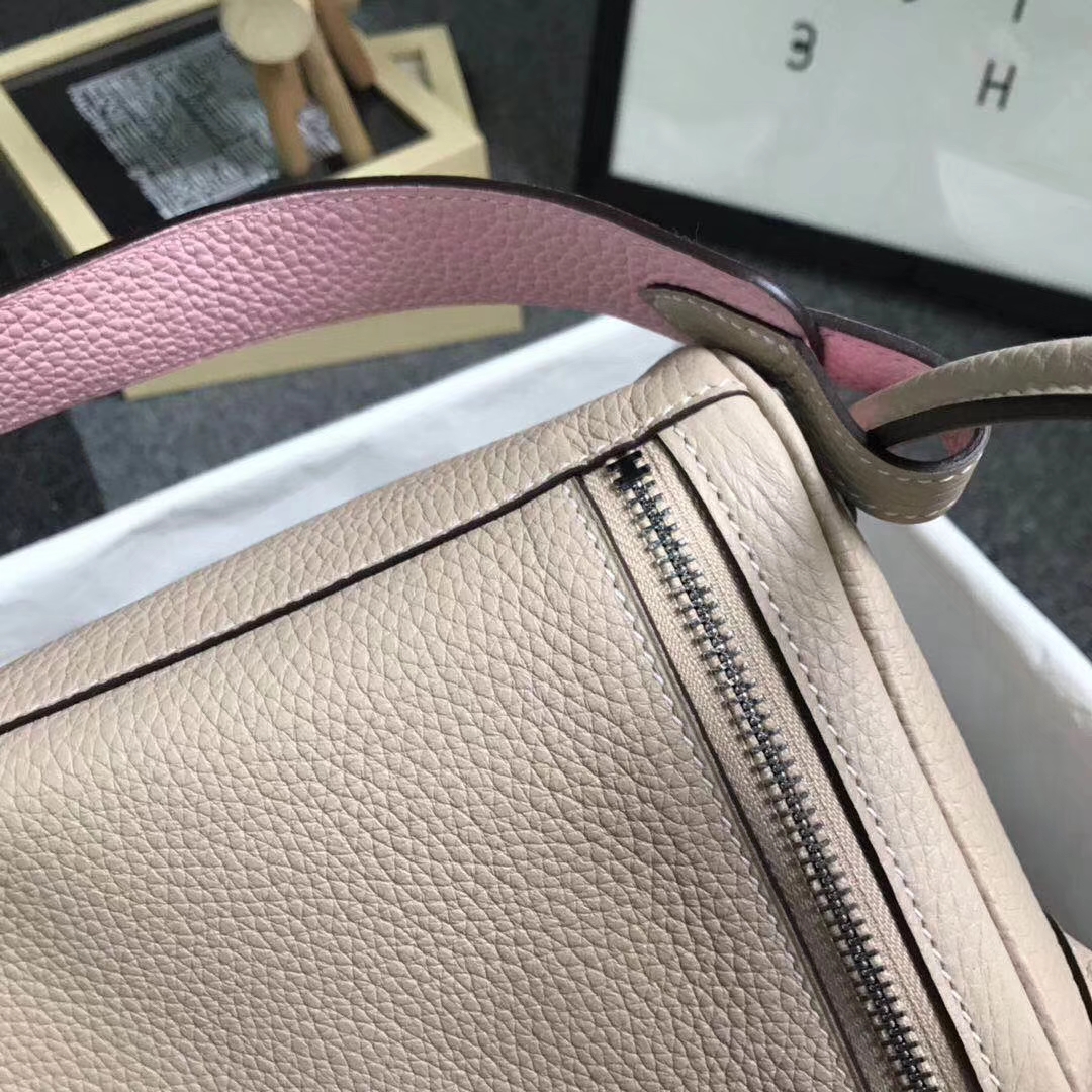 Hermès（爱马仕）S2 风衣灰拼3Q新樱花粉 原厂御用顶级TC 皮 Lindy 30 银扣