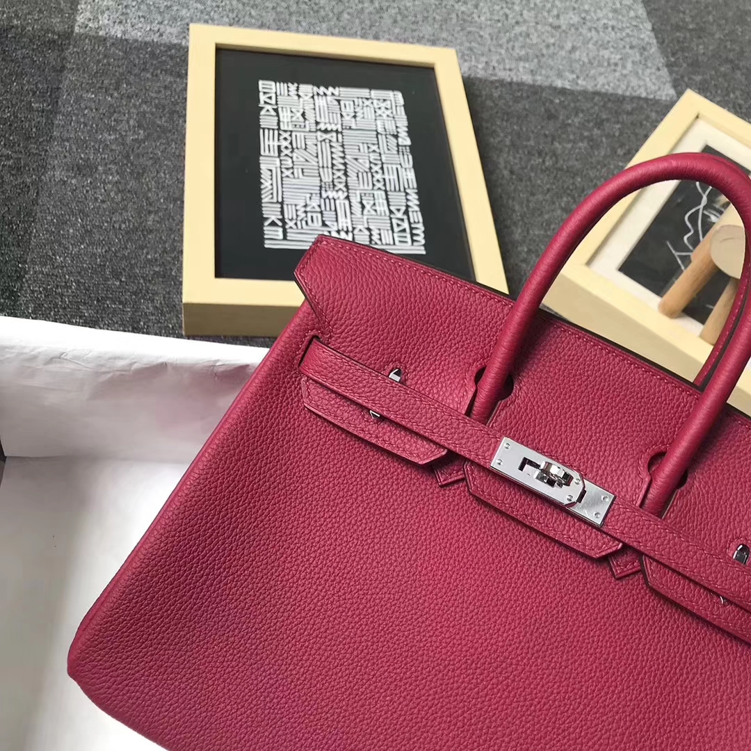 Hermès（爱马仕）K1 石榴红 原厂御用顶级小牛皮 Birkin 25 银扣 现货