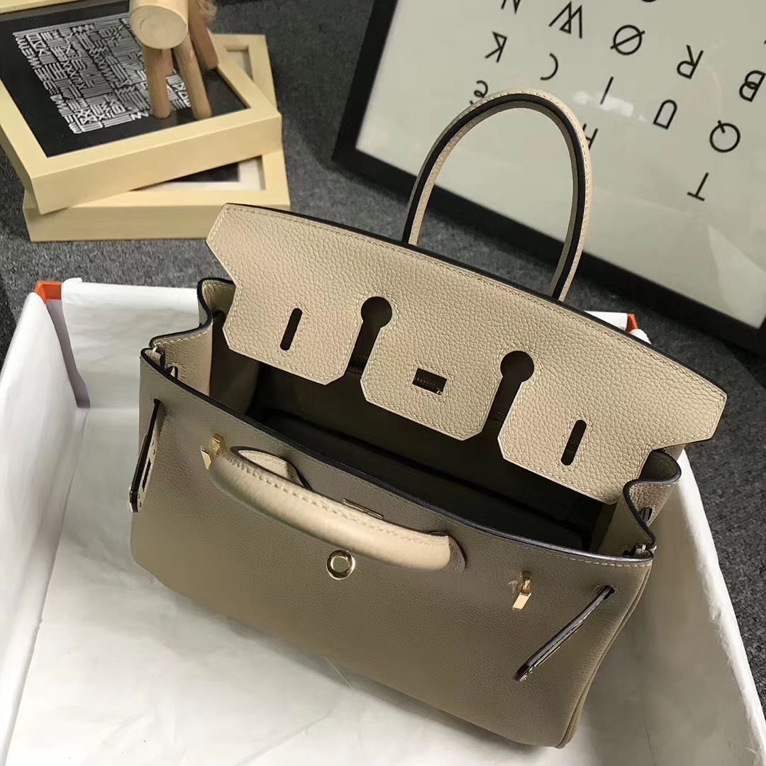 Hermès（爱马仕）S2 风衣灰 原厂御用顶级小牛皮 Birkin 25 金扣 现货