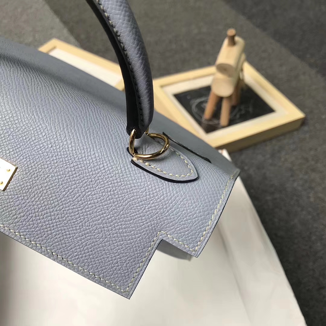 Hermès（爱马仕）J7 亚麻蓝 原厂御用顶级Epsom 皮 Kelly 25 外缝 金扣