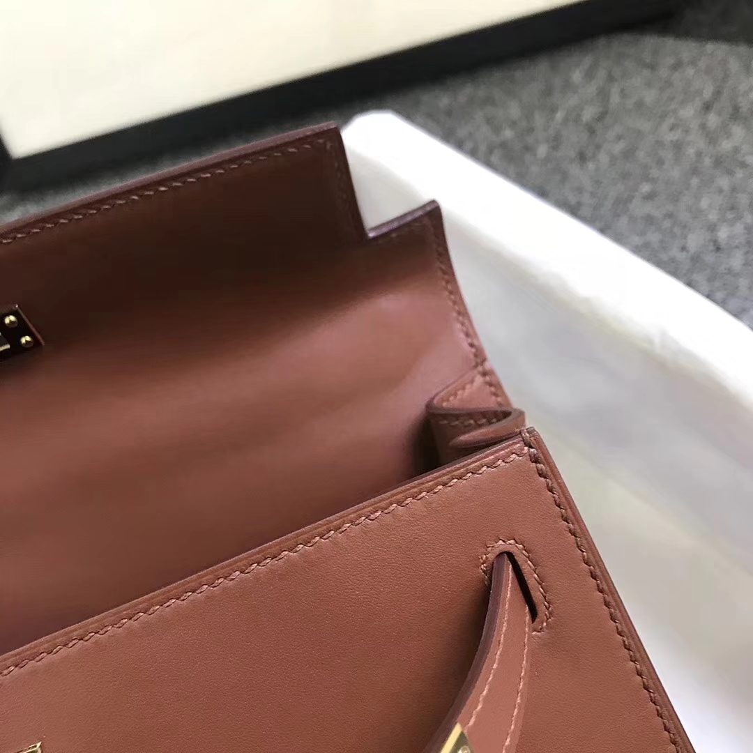 Hermès（爱马仕）蜜糖棕色 原厂御用顶级Swift 皮 Kelly 25 外缝 金扣
