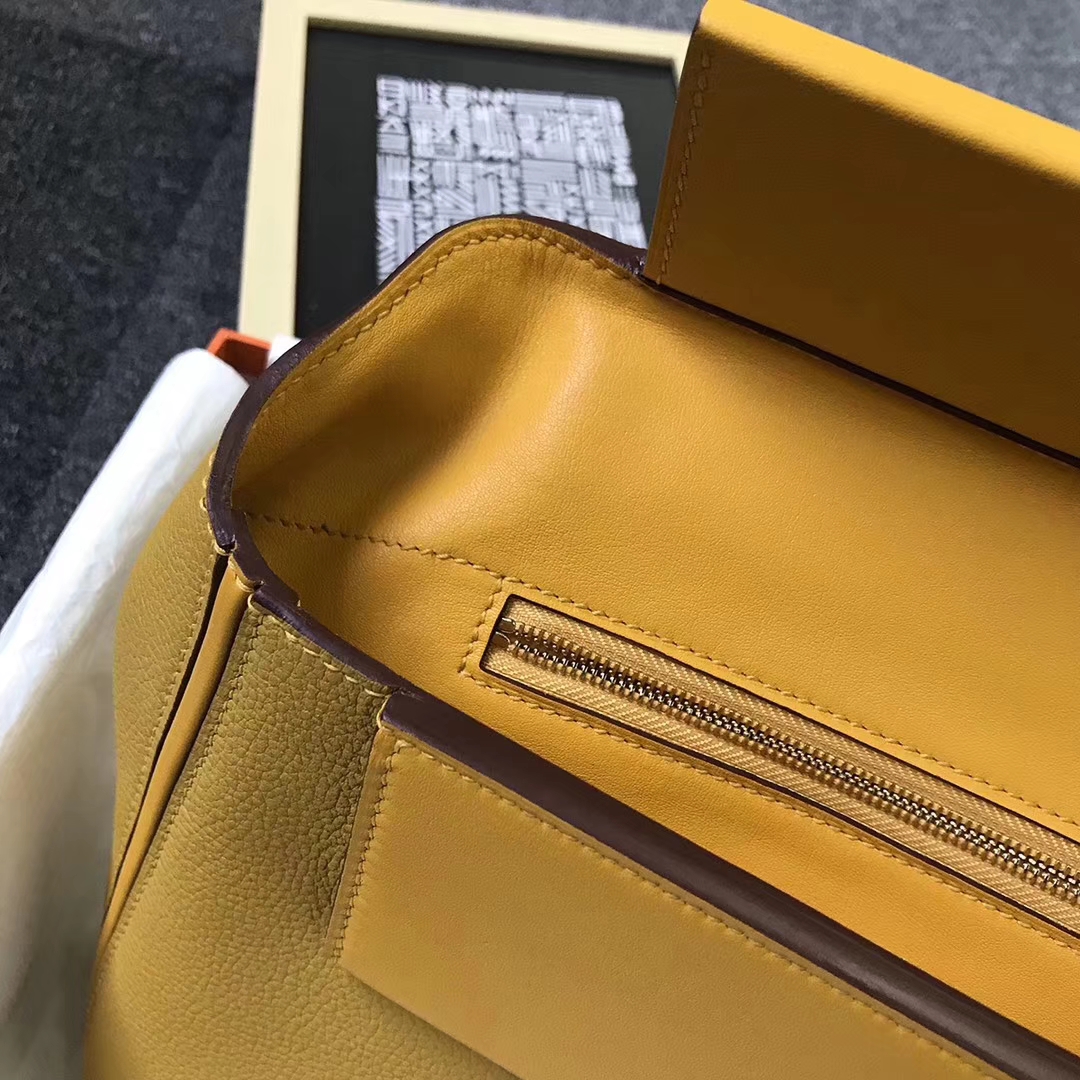 Hermès（爱马仕）9D琥珀黄 原厂御用顶级小牛皮 2424 金扣