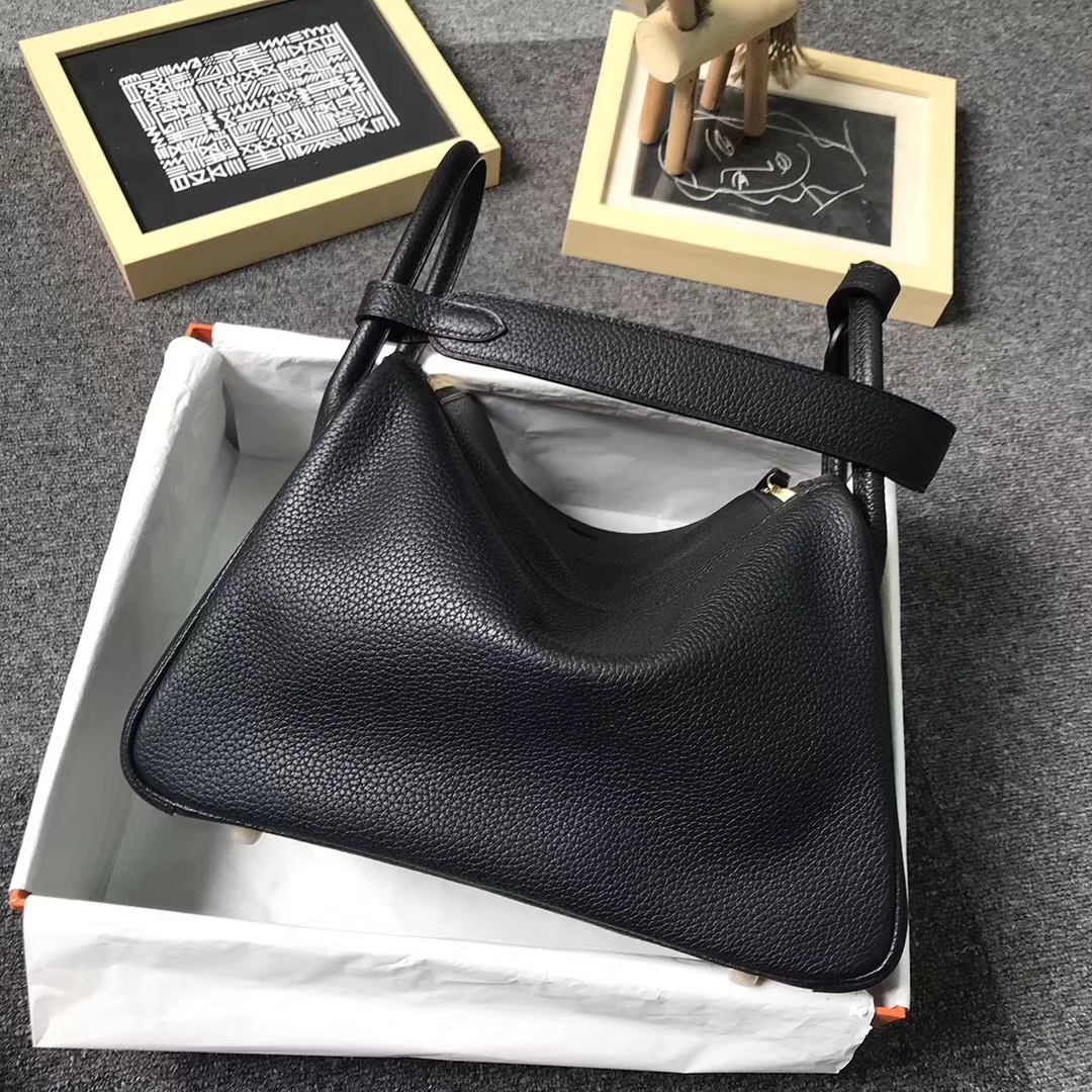 Hermès（爱马仕）CK89 黑色 原厂御用顶级TC 皮 Lindy 30 金扣 现货