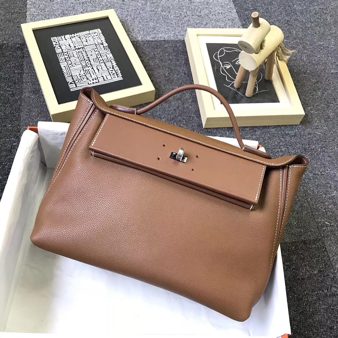 Hermès（爱马仕）C37浅咖啡 原厂御用顶级小牛皮 2424 金扣
