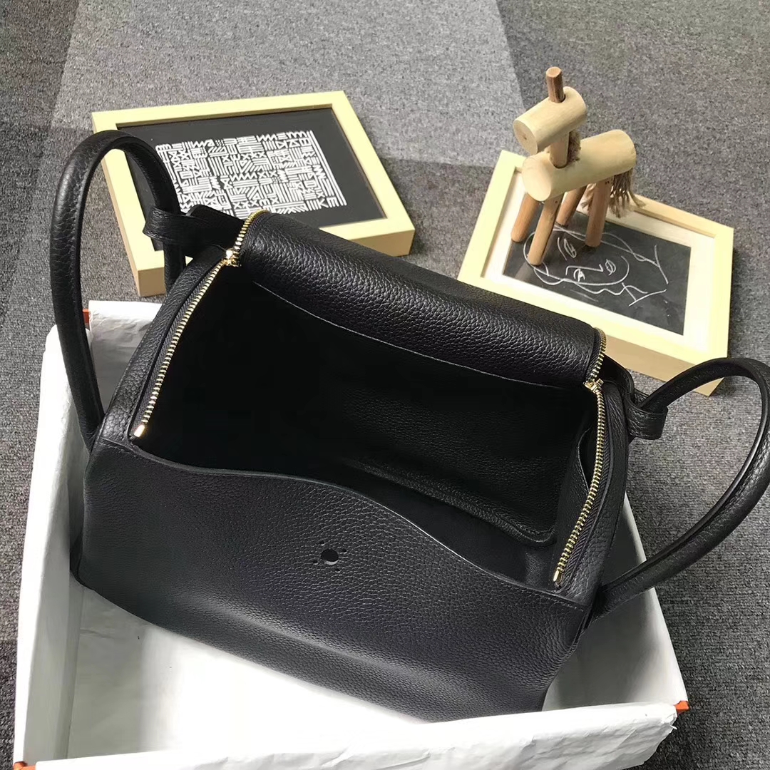 Hermès（爱马仕）CK89 黑色 原厂御用顶级TC 皮 Lindy 30 金扣 现货