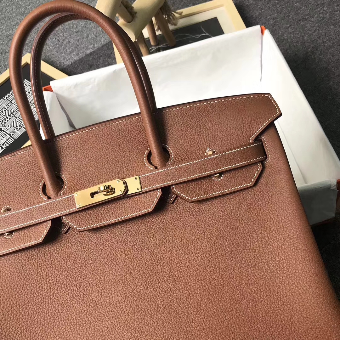 Hermès（爱马仕）金棕色 原厂御用顶级小牛皮 Birkin 35 金扣 现货