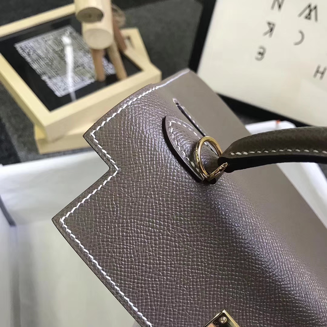 Hermès（爱马仕）CK18 大象灰 原厂御用顶级Epsom 皮 Kelly 25 外缝金扣 现货