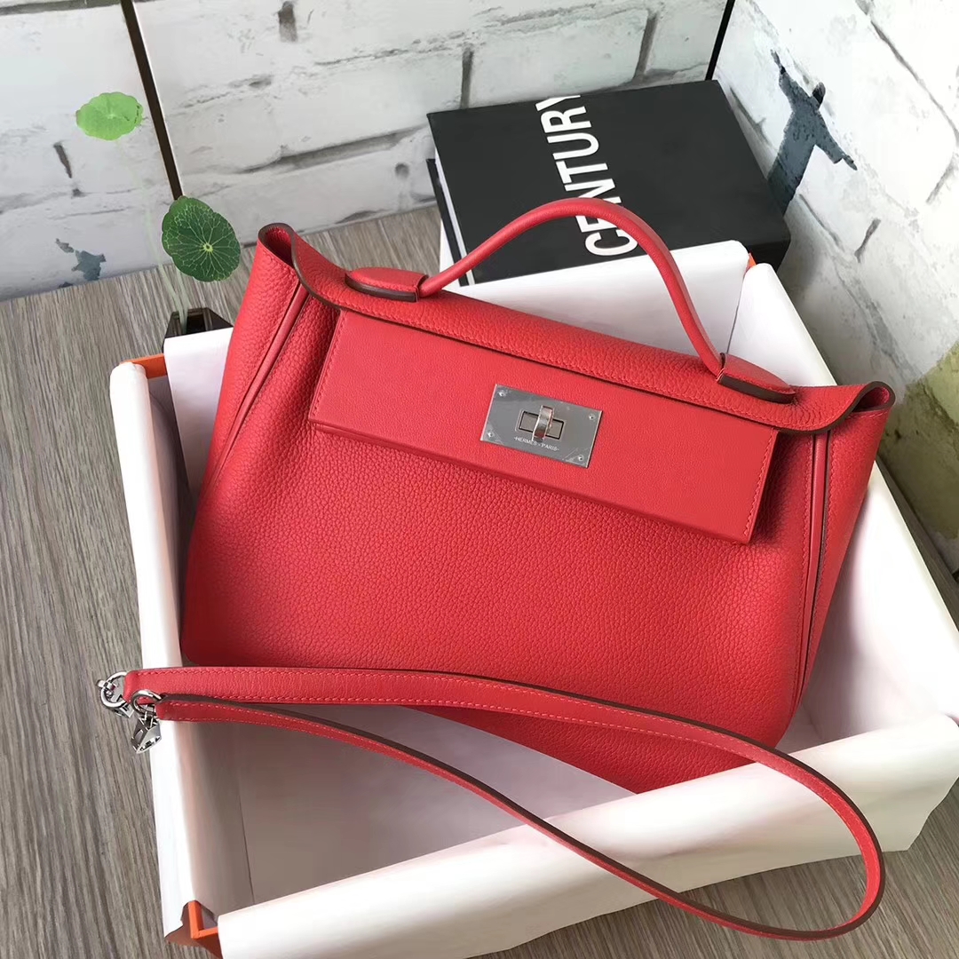 Hermès（爱马仕）S5番茄红 原厂御用顶级小牛皮 2424 银扣