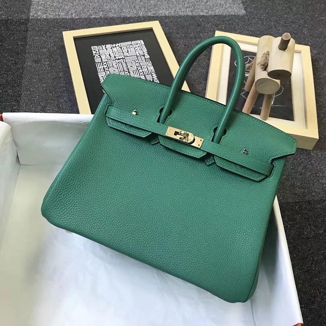 Hermès（爱马仕）U4 丝绒绿 原厂御用顶级小牛皮 Birkin 25 金扣