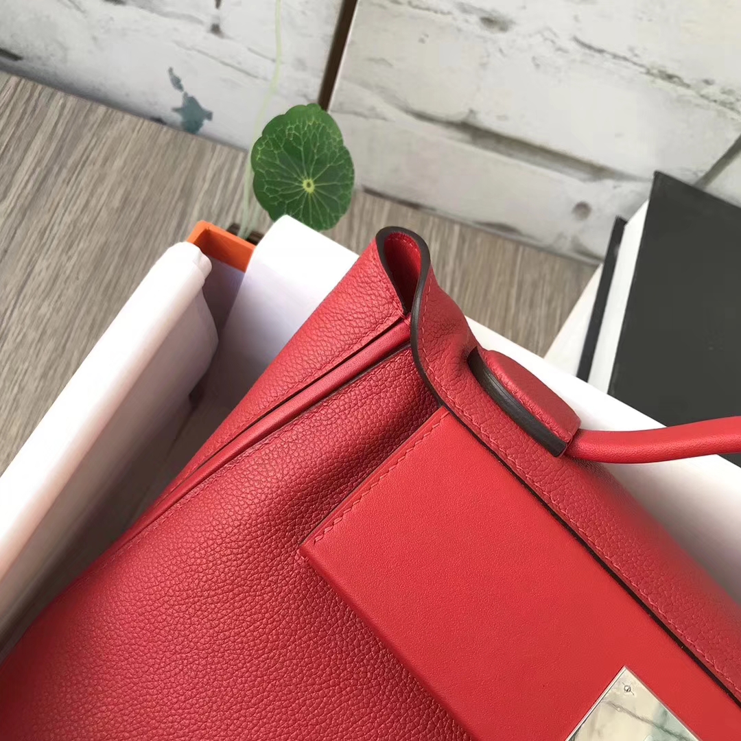 Hermès（爱马仕）9T火焰红 原厂御用顶级小牛皮 2424 银扣