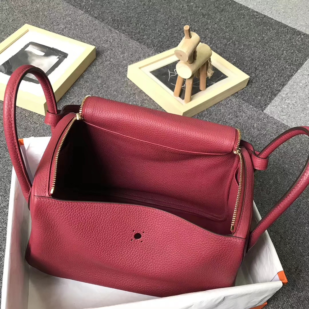 Hermès（爱马仕）K1 石榴红 原厂御用顶级TC皮 Lindy 30 金扣