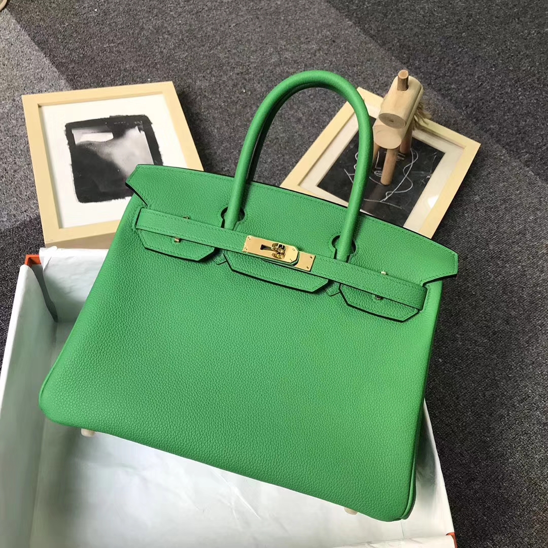 Hermès（爱马仕）1K竹子绿 原厂御用顶级小牛皮 Birkin 30 金扣