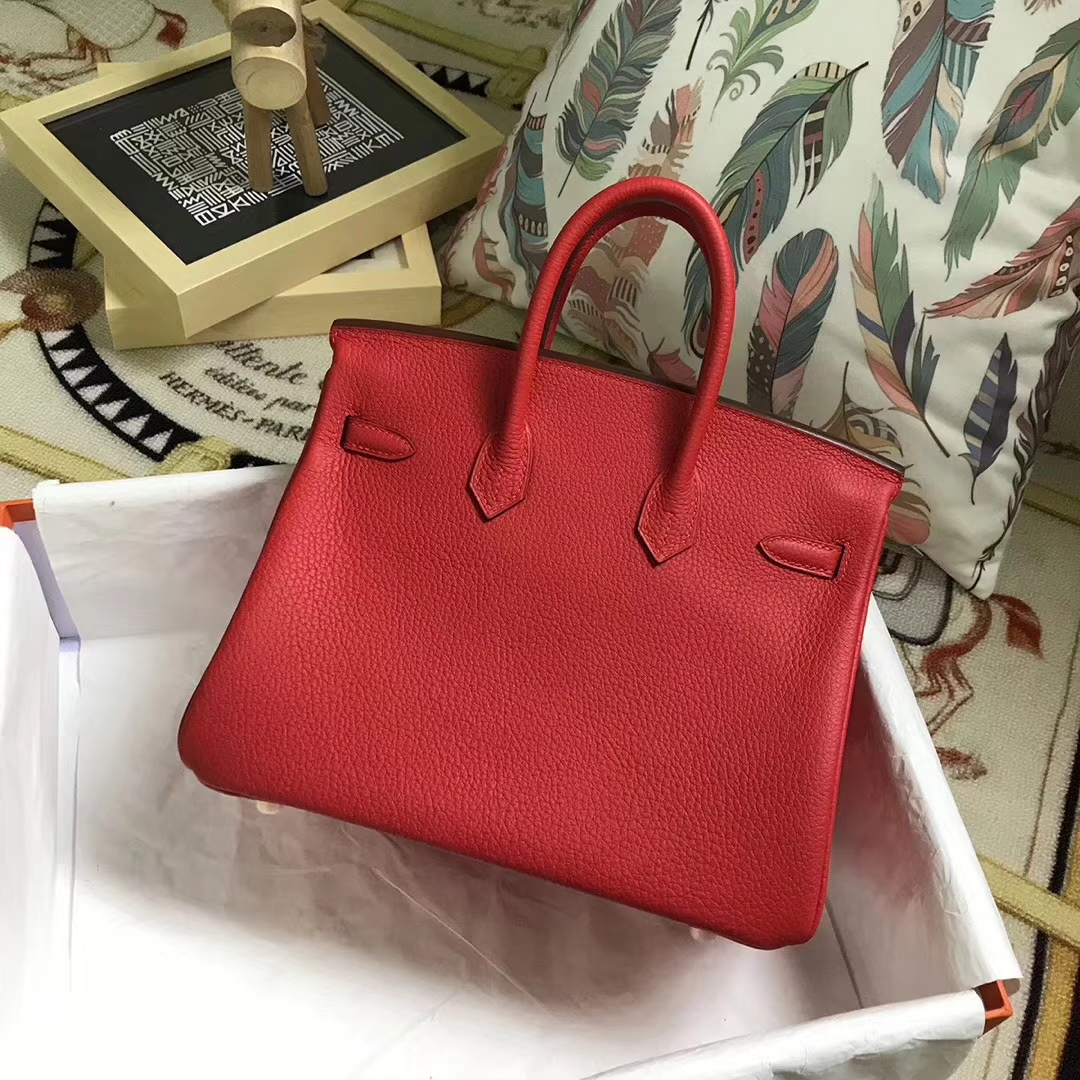 Hermès（爱马仕）S5 番茄红 原厂御用顶级小牛皮 Birkin 25 金扣 现货