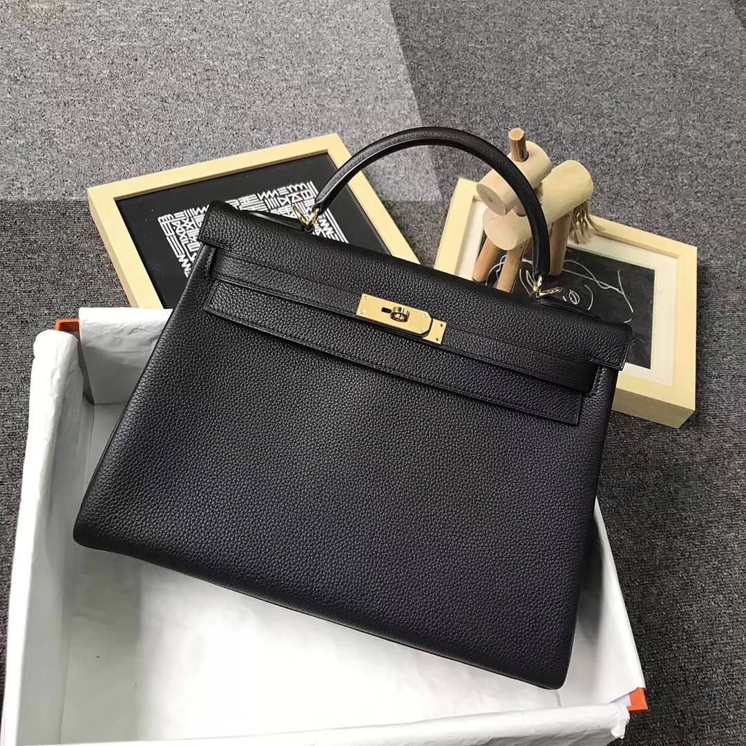 Hermès（爱马仕）CK89 黑色 原厂御用顶级小牛皮 Kelly 32 金扣