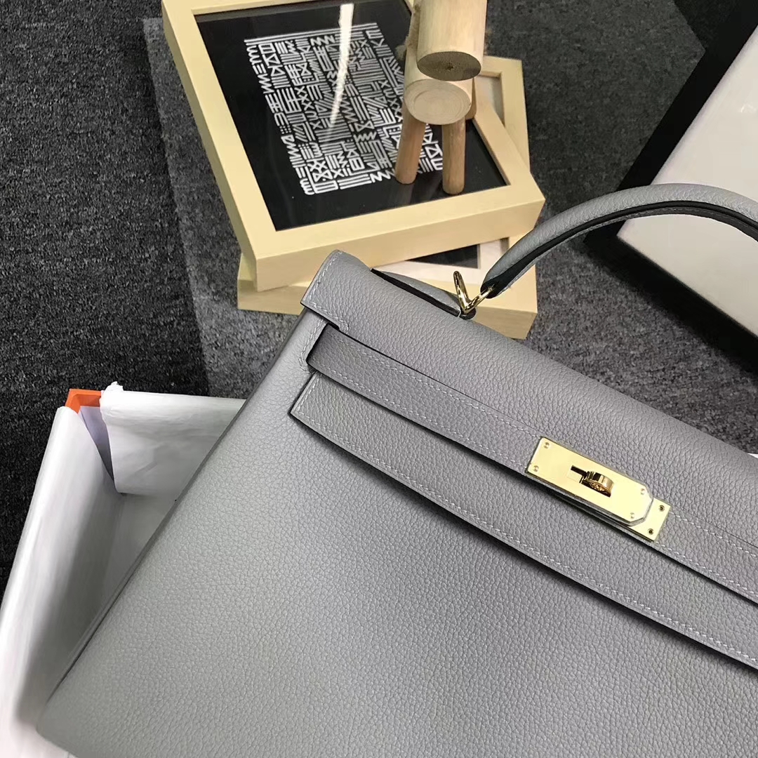 Hermès（爱马仕）4Z海鸥灰 原厂御用顶级小牛皮 Kelly 32 金扣
