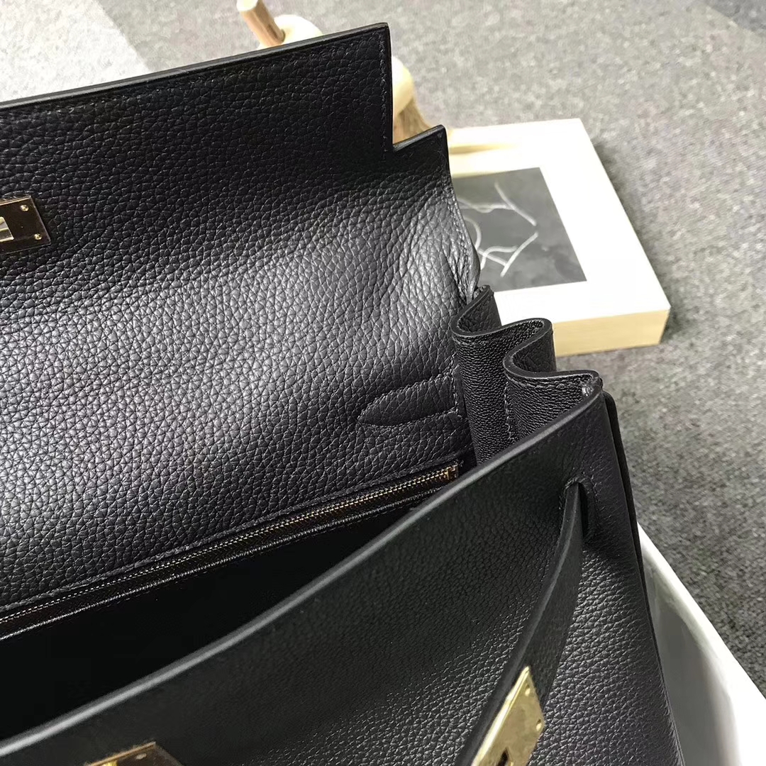 Hermès（爱马仕）CK89 黑色 原厂御用顶级小牛皮 Kelly 32 金扣