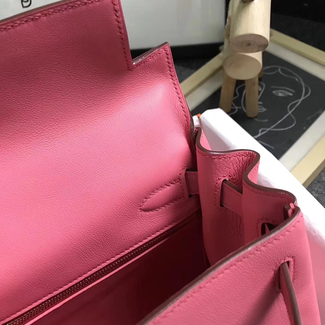 Hermès（爱马仕）8W新唇膏粉 原厂御用顶级Swift 皮 Kelly 28 内缝 金扣