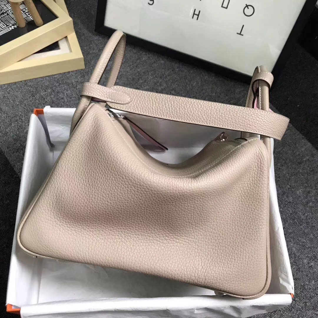Hermès（爱马仕）S2 风衣灰拼3Q新樱花粉 原厂御用顶级TC 皮 Lindy 30 银扣