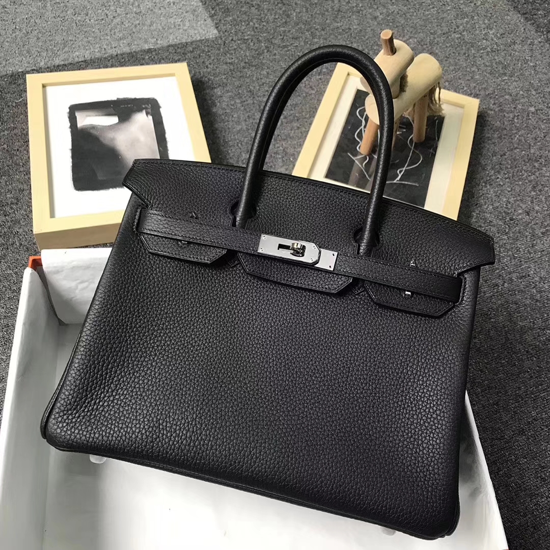 Hermès（爱马仕）黑色 原厂御用顶级小牛皮 Birkin 30 金扣 银扣 现货