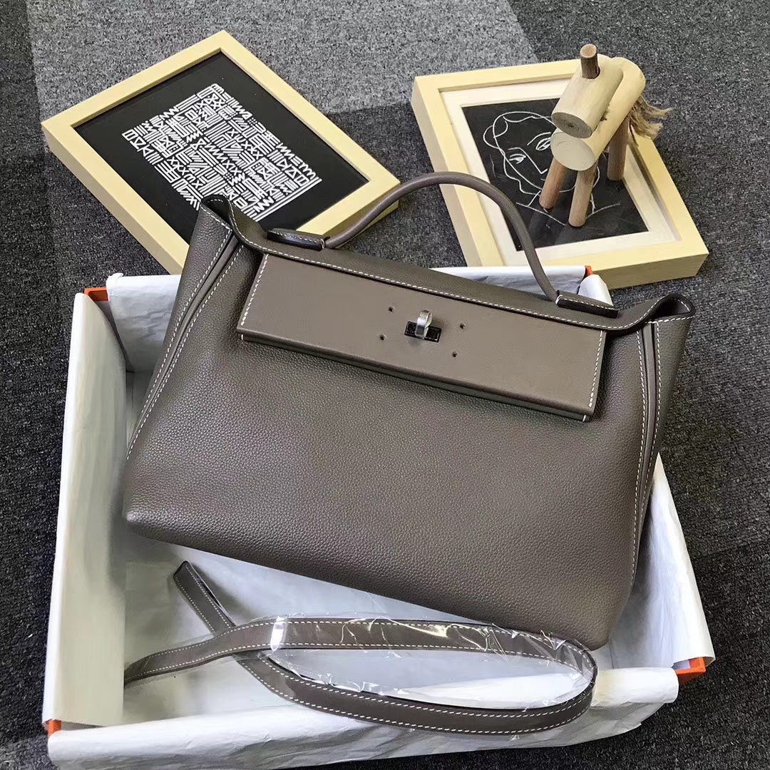 Hermès（爱马仕）ck18大象灰 原厂御用顶级小牛皮 2424 银扣