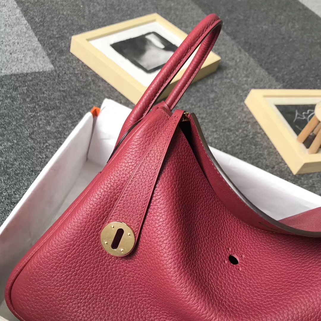 Hermès（爱马仕）K1 石榴红 原厂御用顶级TC皮 Lindy 30 金扣