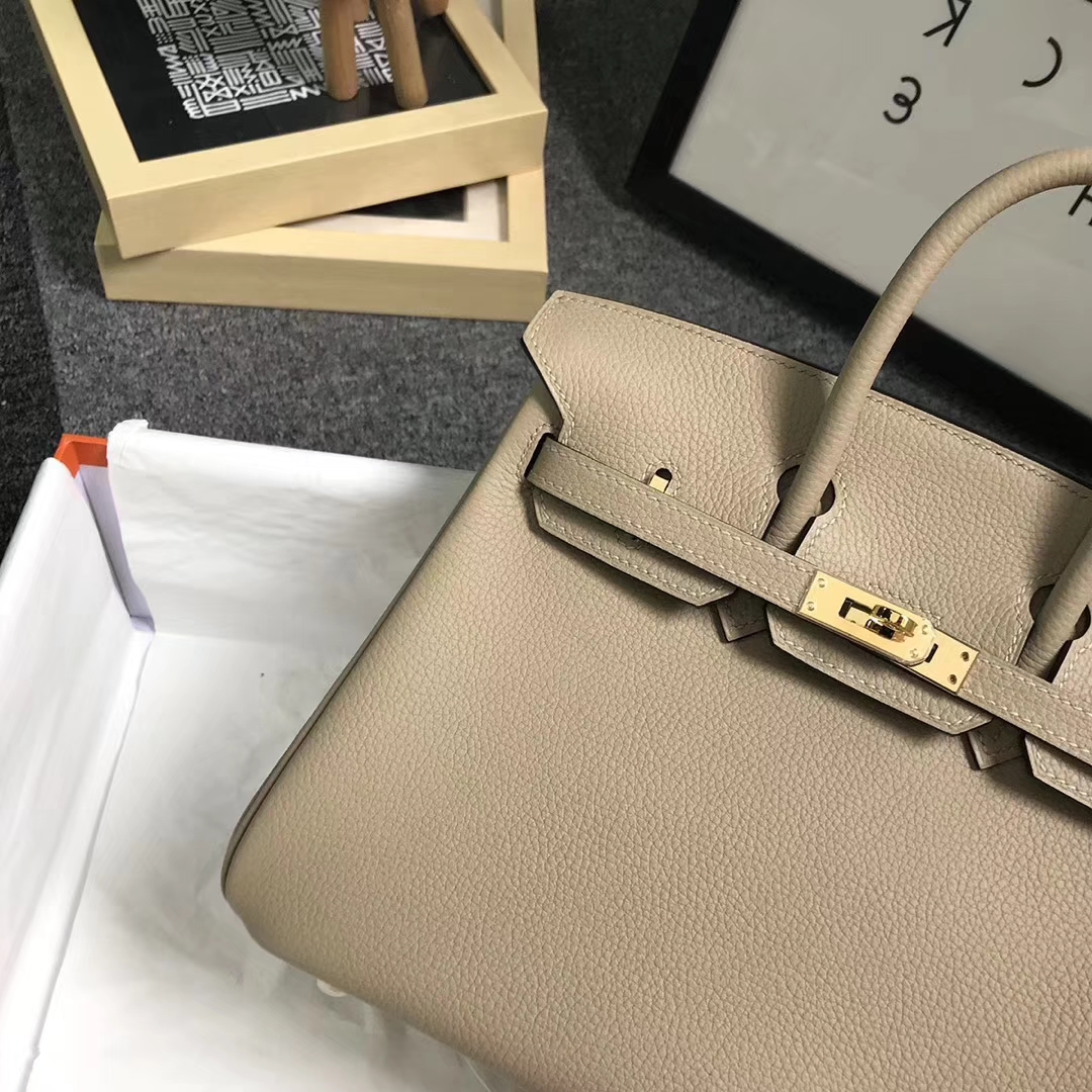 Hermès（爱马仕）S2 风衣灰 原厂御用顶级小牛皮 Birkin 25 金扣 现货