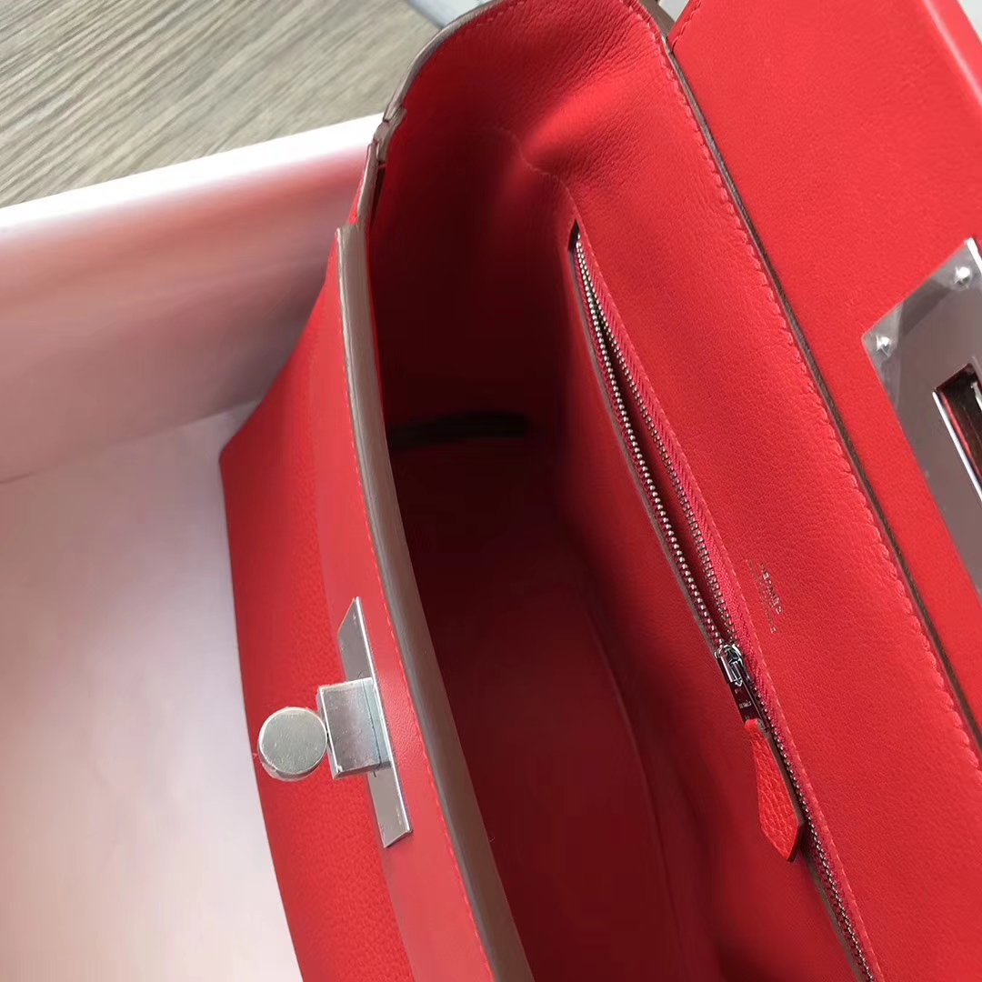 Hermès（爱马仕）S5番茄红 原厂御用顶级小牛皮 2424 银扣