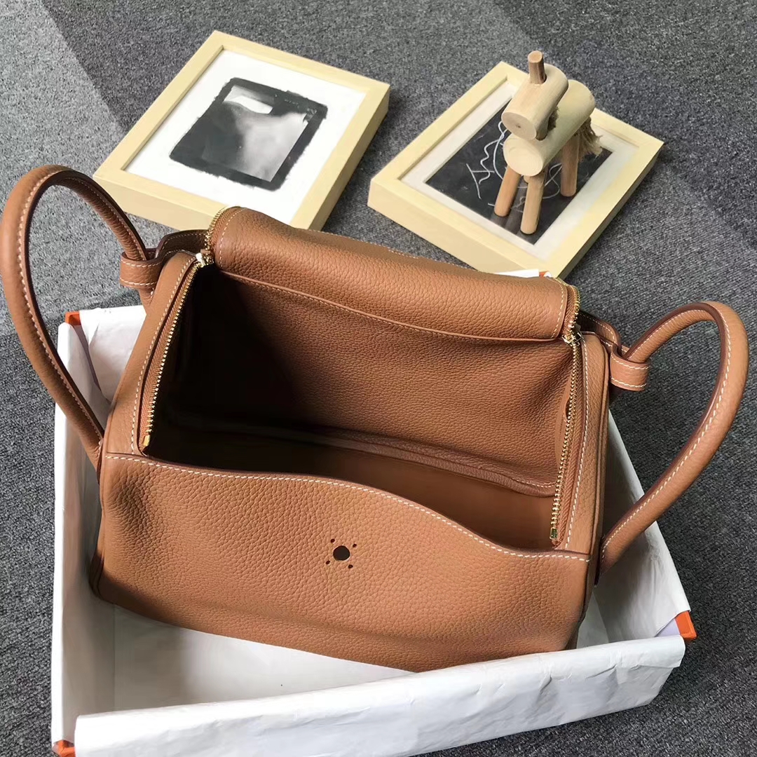 Hermès（爱马仕）金棕色 原厂御用顶级TC 皮 Lindy 30 金扣 银扣 现货