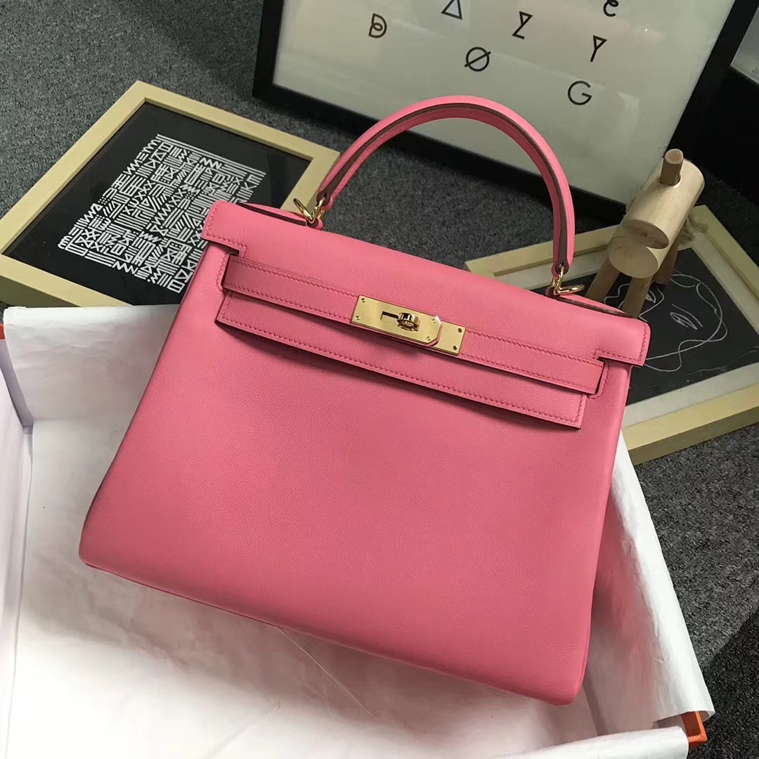 Hermès（爱马仕）8W新唇膏粉 原厂御用顶级Swift 皮 Kelly 28 内缝 金扣