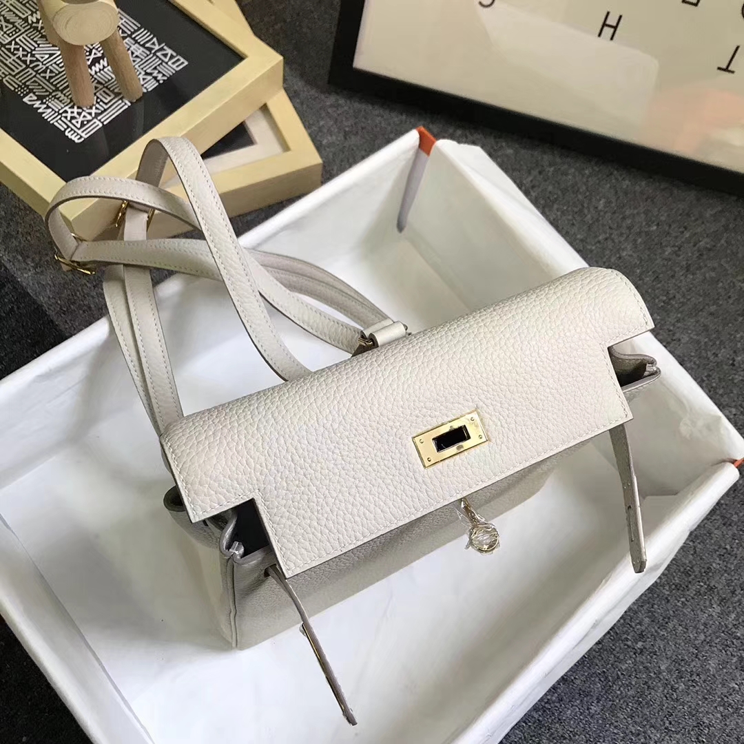 Hermès（爱马仕）奶昔白 原厂御用顶级TC 皮 Kelly  ado 20 金扣