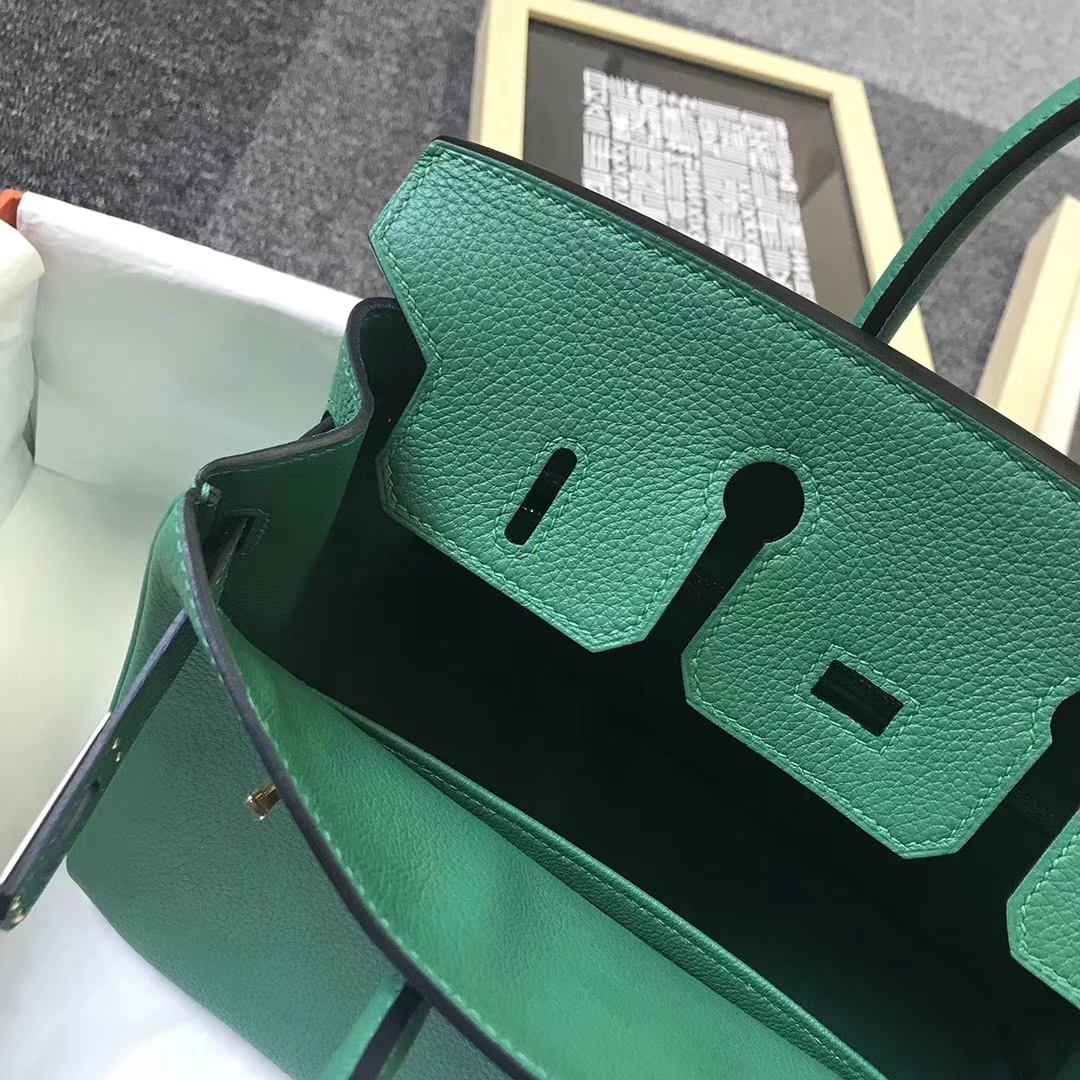 Hermès（爱马仕）U4 丝绒绿 原厂御用顶级小牛皮 Birkin 25 金扣