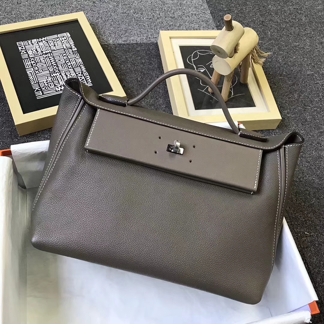 Hermès（爱马仕）ck18大象灰 原厂御用顶级小牛皮 2424 银扣