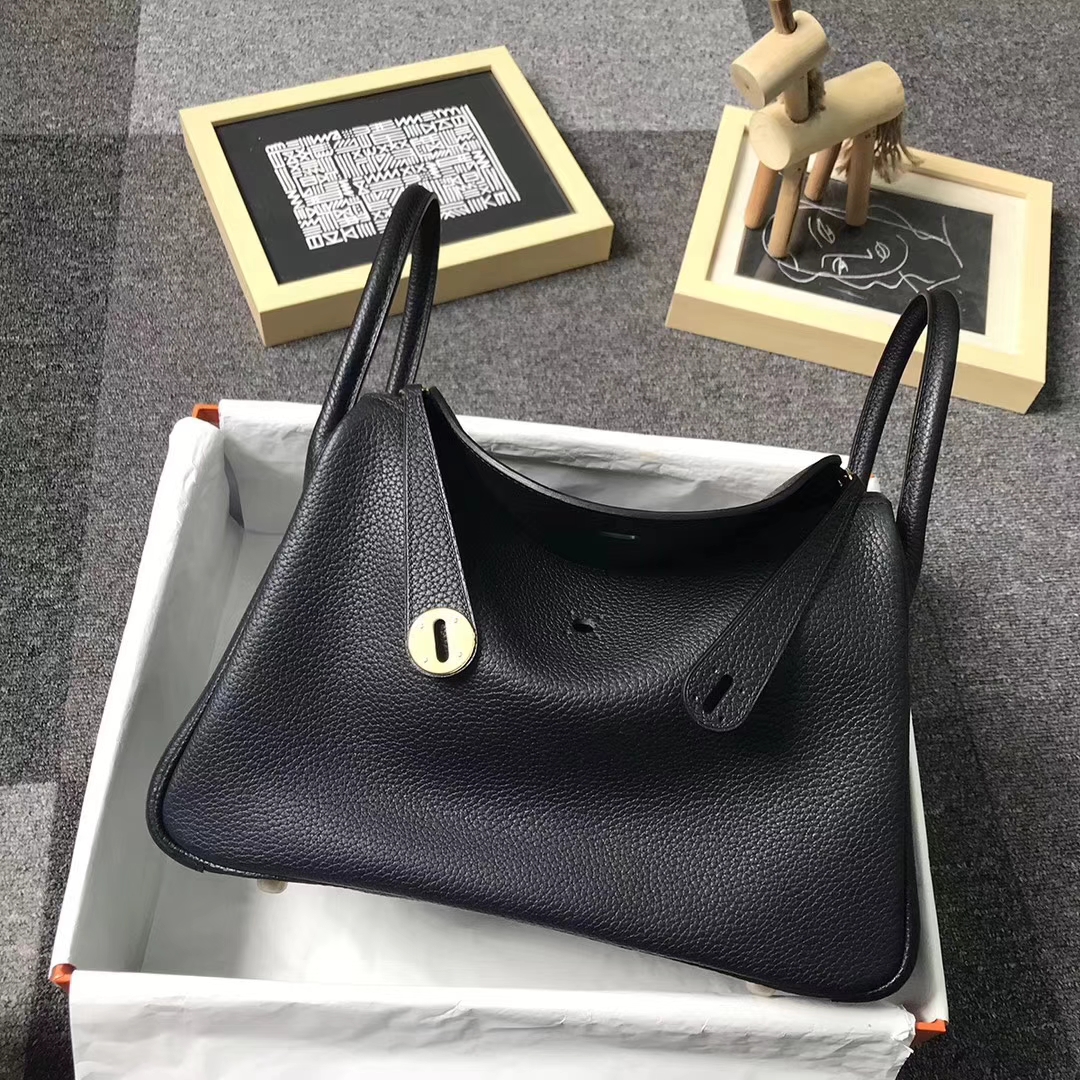 Hermès（爱马仕）CK89 黑色 原厂御用顶级TC 皮 Lindy 30 金扣 现货