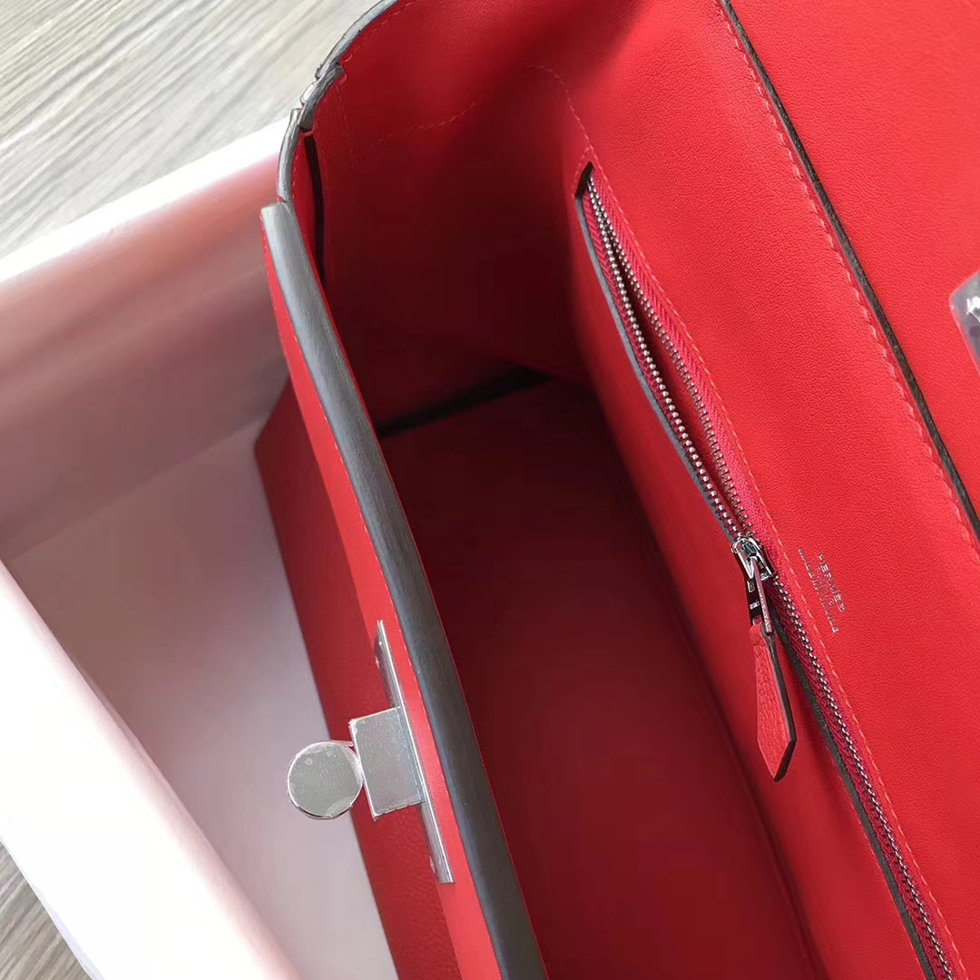 Hermès（爱马仕）9T火焰红 原厂御用顶级小牛皮 2424 银扣
