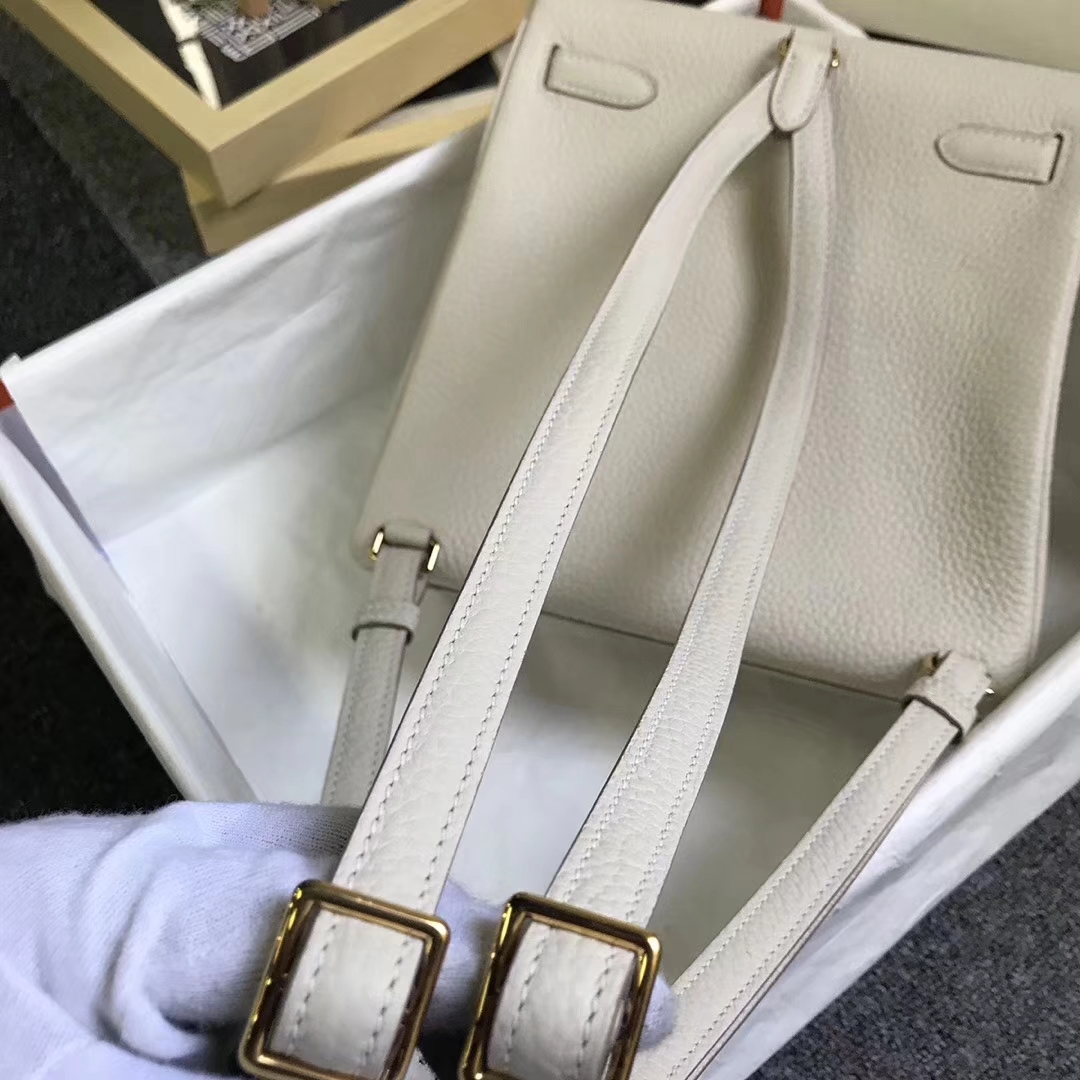 Hermès（爱马仕）奶昔白 原厂御用顶级TC 皮 Kelly  ado 20 金扣