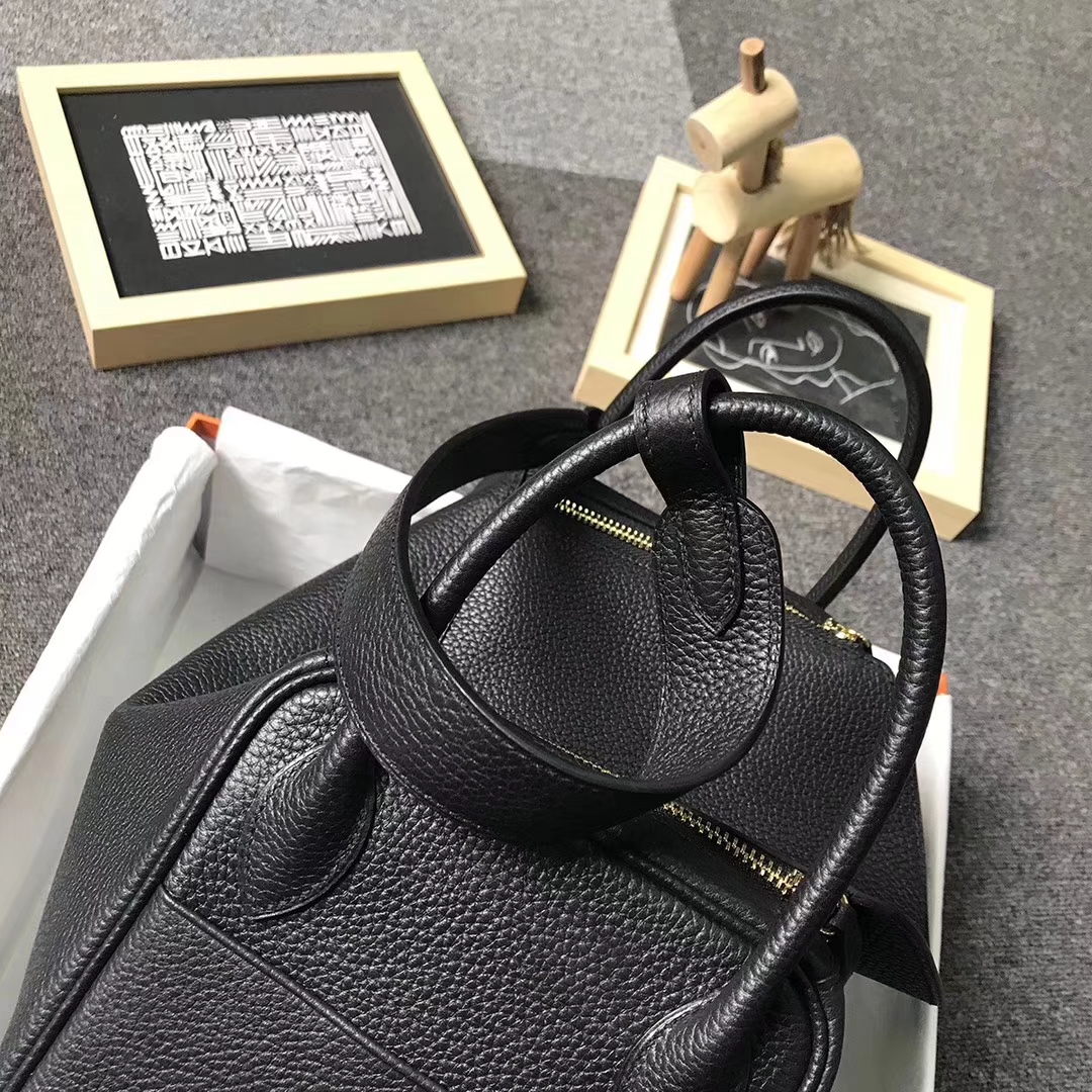 Hermès（爱马仕）CK89 黑色 原厂御用顶级TC 皮 Lindy 30 金扣 现货