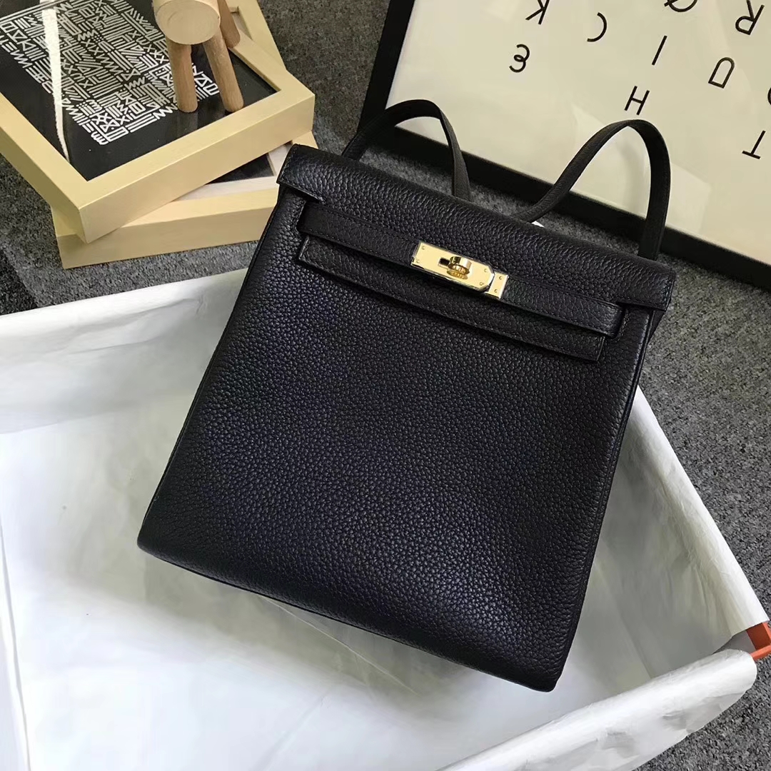 Hermès（爱马仕）黑色 原厂御用顶级TC 皮 Kelly  ado 20 金扣