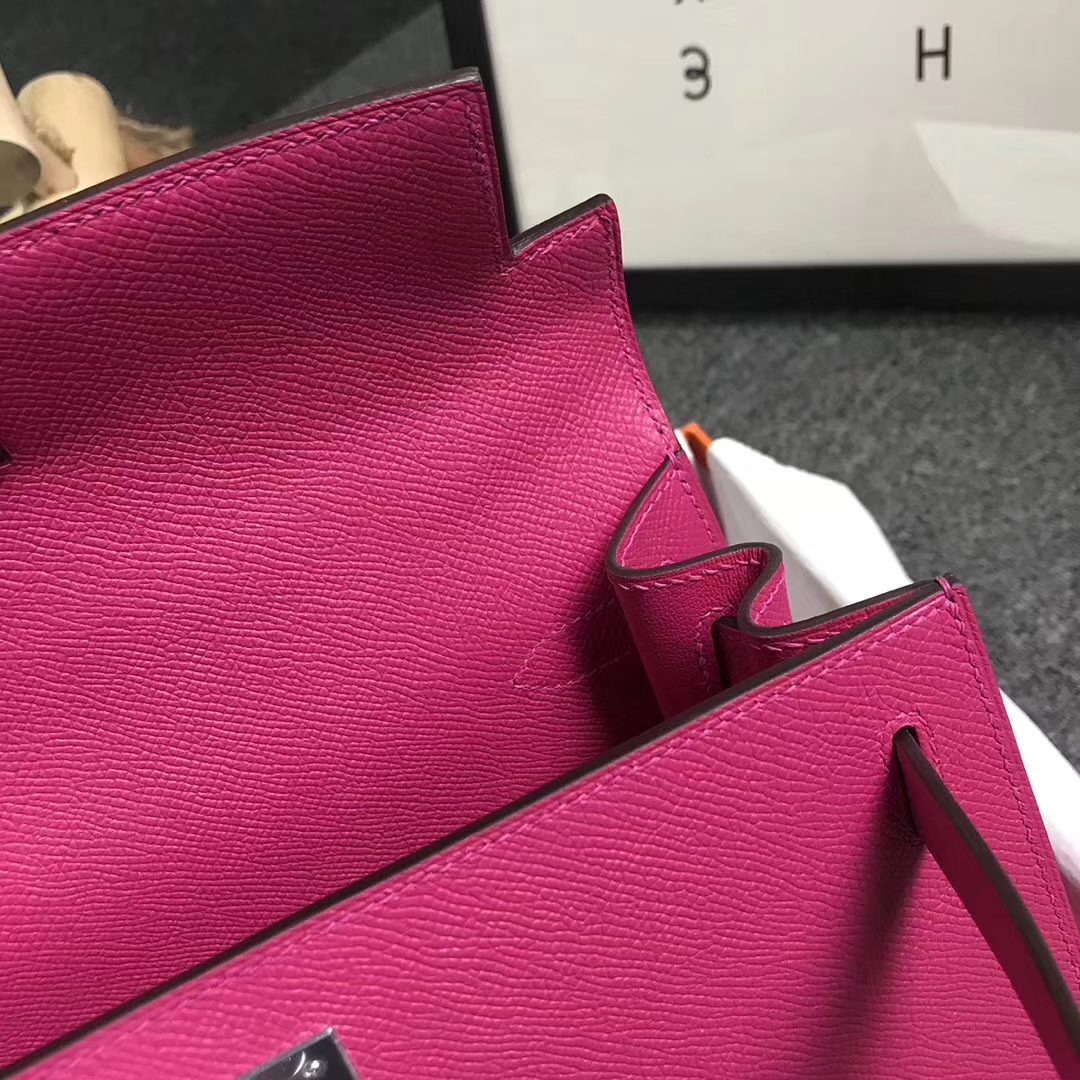 Hermès（爱马仕）L3 玫瑰紫色 原厂御用顶级Epsom 皮 Kelly 28 外缝 银扣