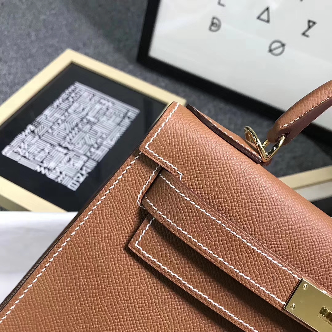 Hermès（爱马仕）金棕色 原厂御用顶级Epsom 皮 Kelly 28 外缝 现货