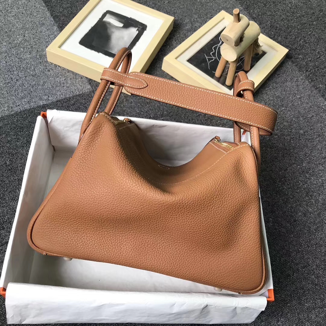 Hermès（爱马仕）金棕色 原厂御用顶级TC 皮 Lindy 30 金扣 银扣 现货