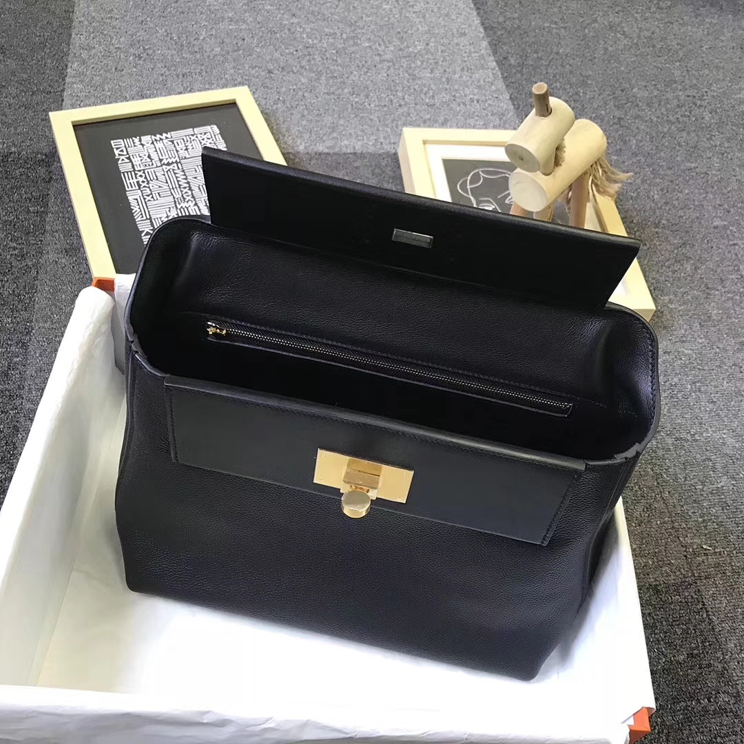 Hermès（爱马仕）89黑色 原厂御用顶级小牛皮 2424 金扣