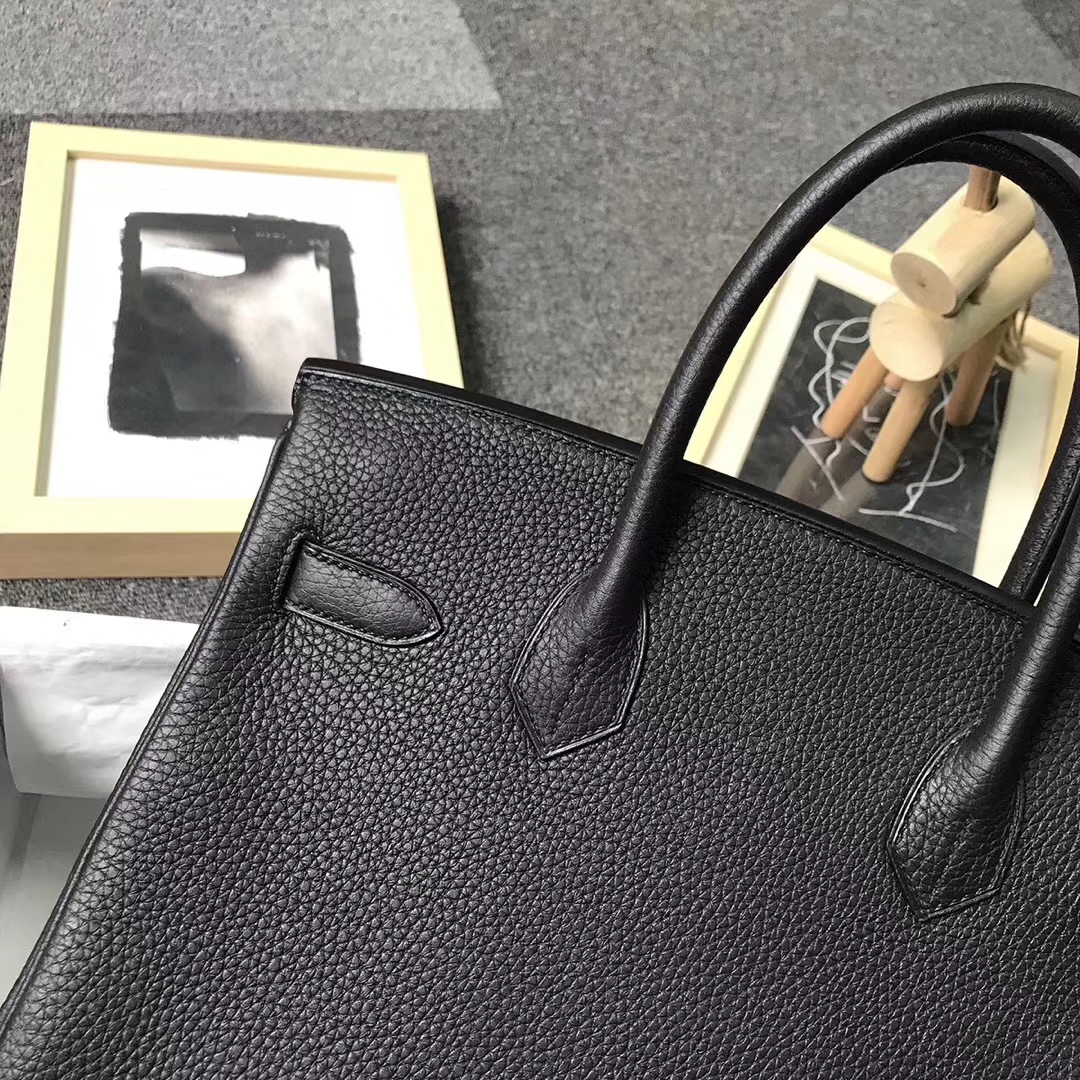 Hermès（爱马仕）黑色 原厂御用顶级小牛皮 Birkin 30 金扣 银扣 现货