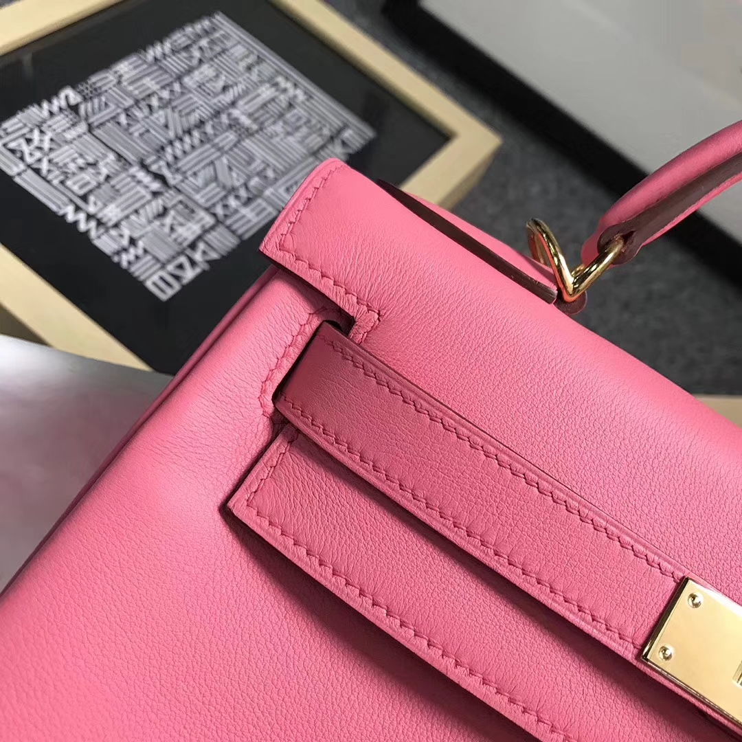 Hermès（爱马仕）8W新唇膏粉 原厂御用顶级Swift 皮 Kelly 28 内缝 金扣