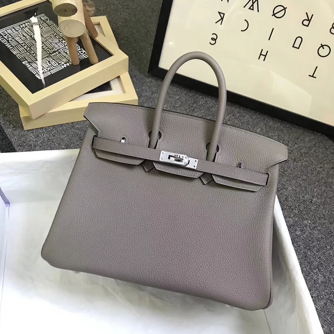 Hermès（爱马仕）M8 沥青灰 原厂御用顶级小牛皮 Birkin 25 银扣 现货