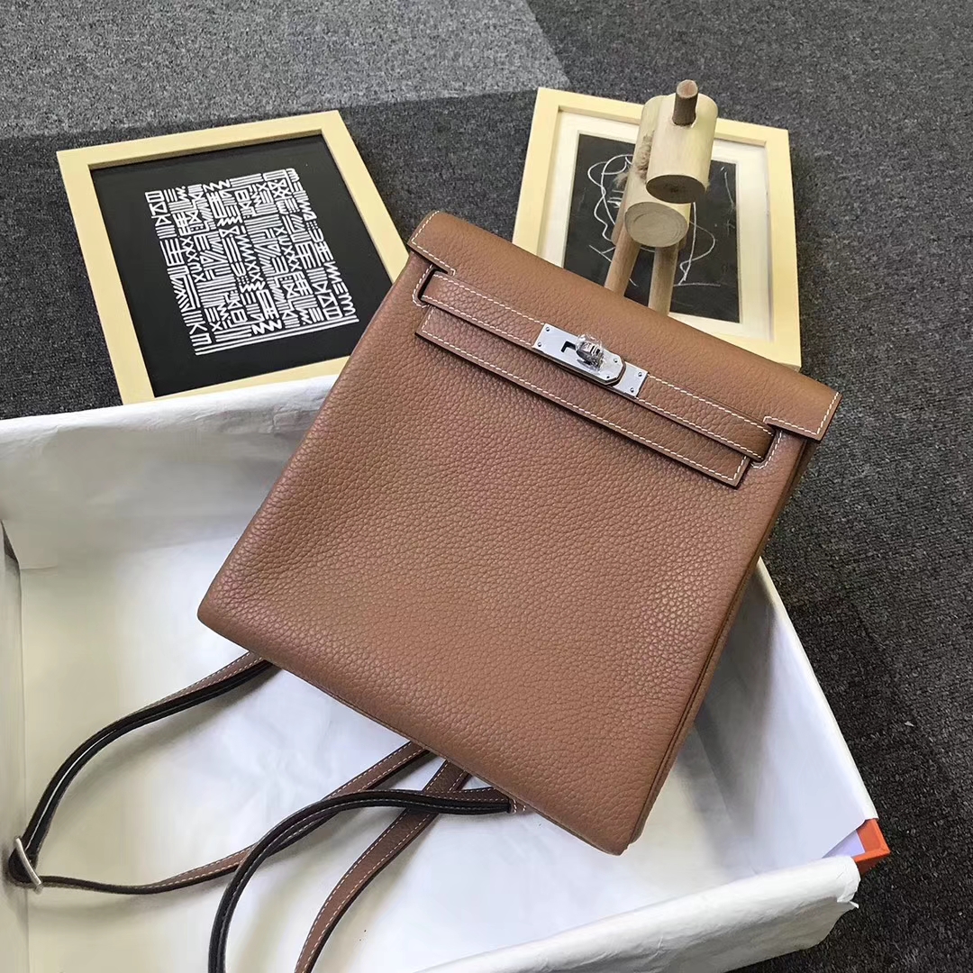 Hermès（爱马仕）金棕色 原厂御用顶级TC 皮 Kelly  ado 20 银扣