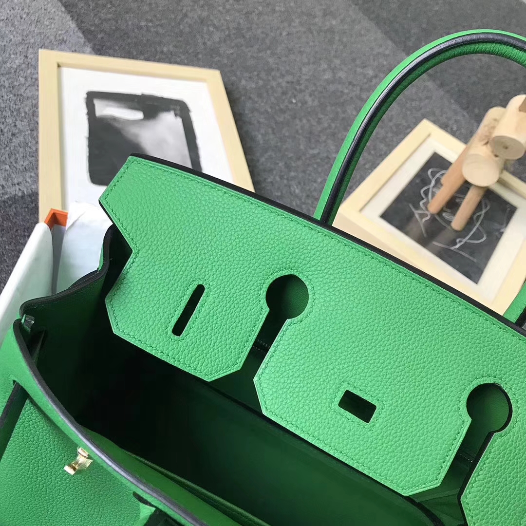 Hermès（爱马仕）1K竹子绿 原厂御用顶级小牛皮 Birkin 30 金扣