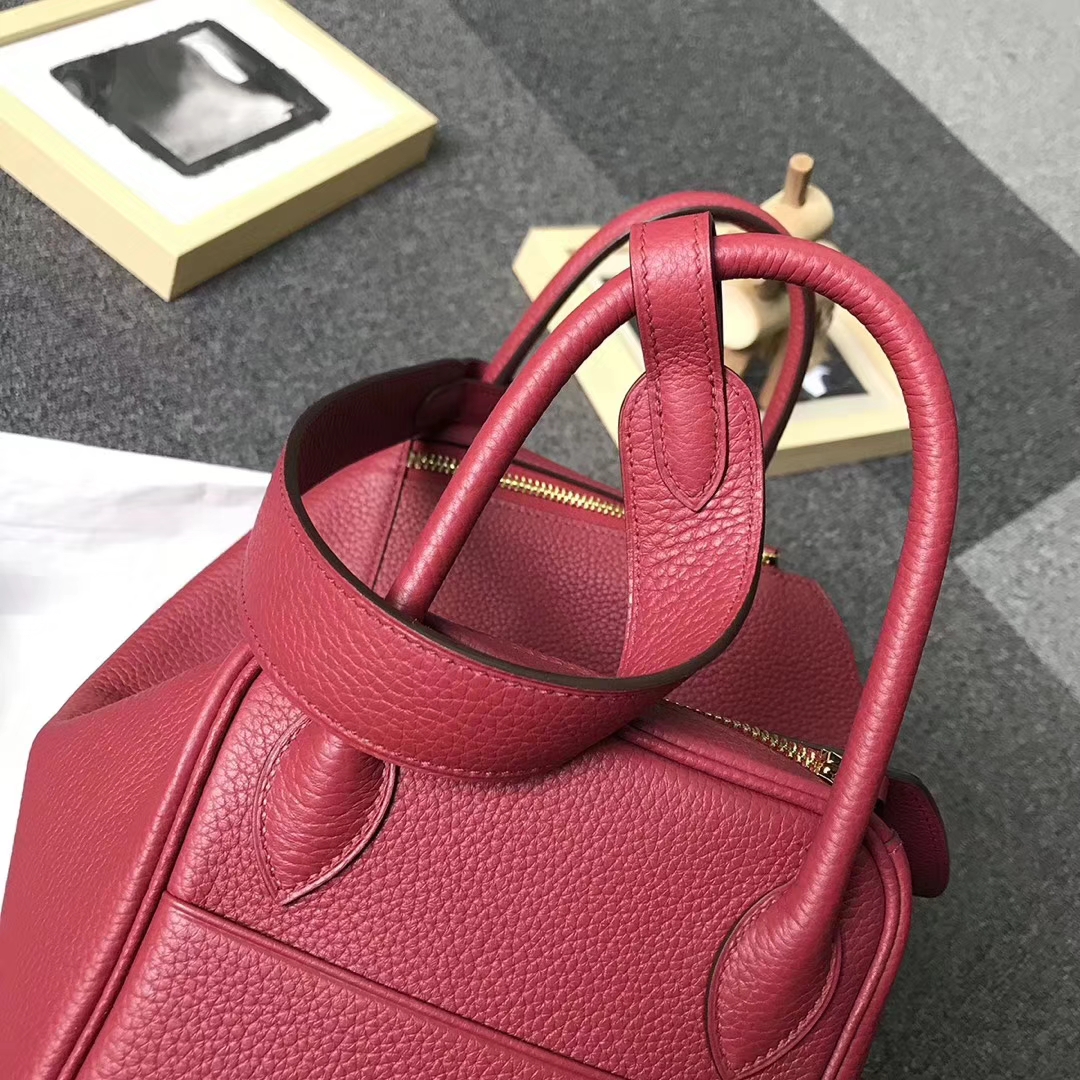 Hermès（爱马仕）K1 石榴红 原厂御用顶级TC皮 Lindy 30 金扣