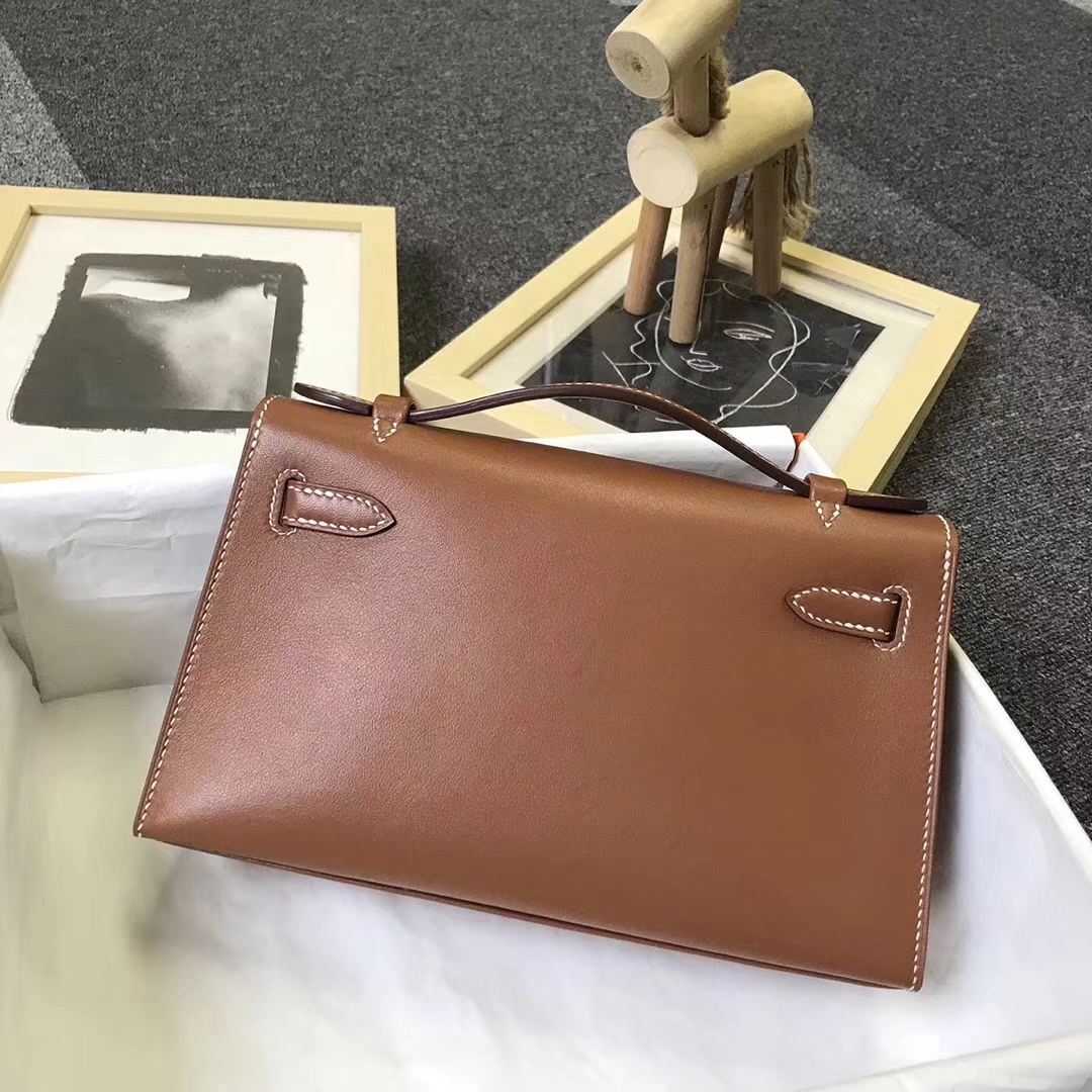 Hermès（爱马仕）金棕色 原厂御用顶级Swift 皮 Mini Kelly 银扣
