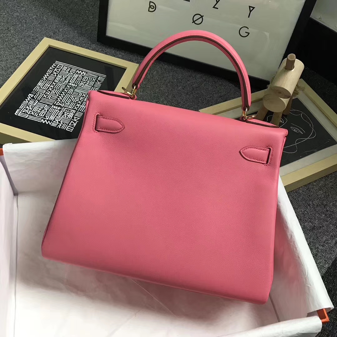 Hermès（爱马仕）8W新唇膏粉 原厂御用顶级Swift 皮 Kelly 28 内缝 金扣