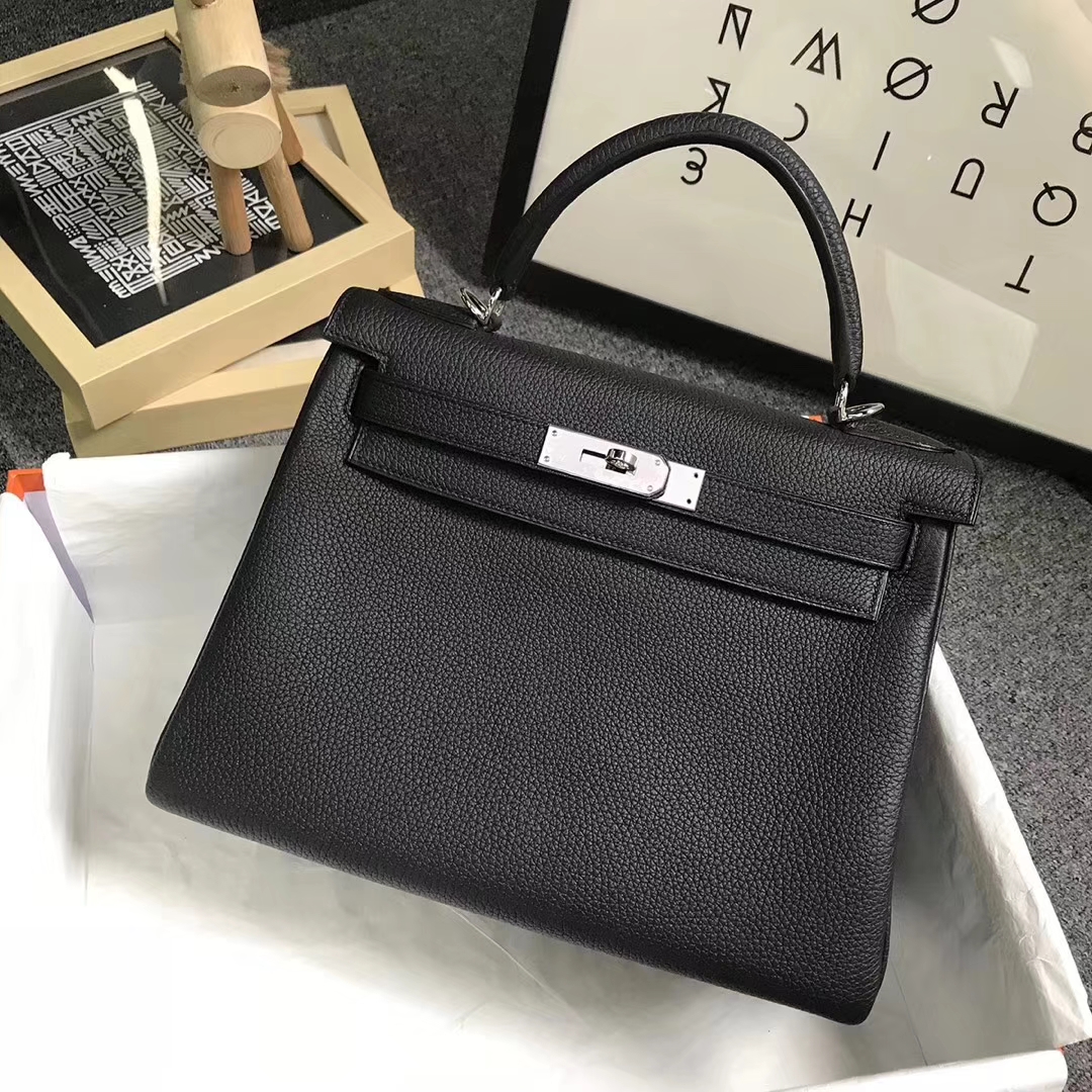 Hermès（爱马仕）CK89 黑色 原厂御用顶级小牛皮 Kelly 28 银扣 现货